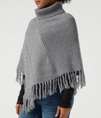 High Neck Fringe Hem Casual Jumper — Sharkskin — view 4