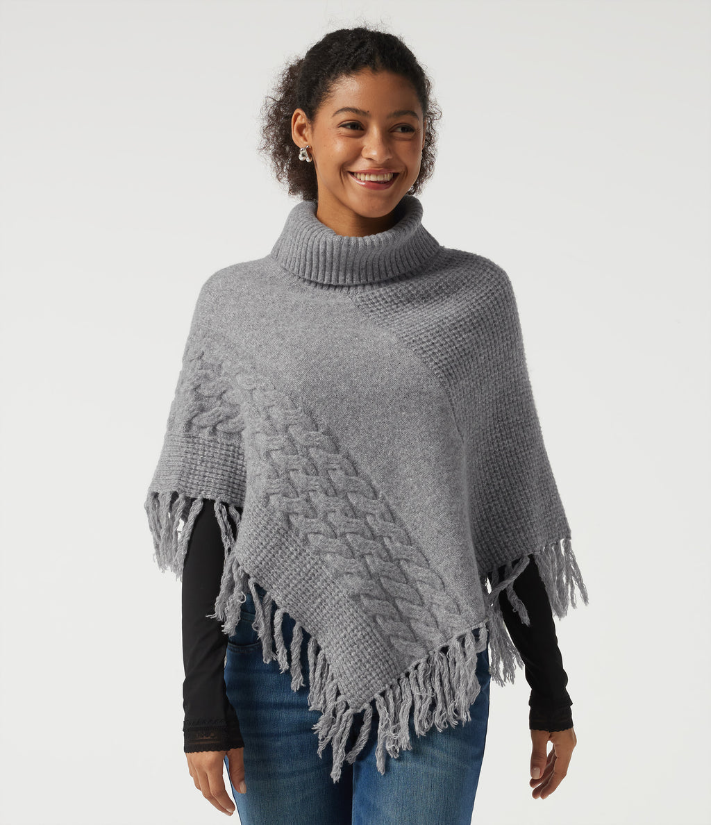 High Neck Fringe Hem Casual Jumper — Sharkskin — view 5
