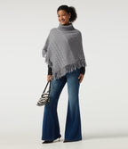 High Neck Fringe Hem Casual Jumper — Sharkskin — view 7