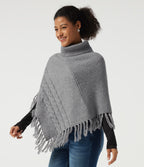 High Neck Fringe Hem Casual Jumper — Sharkskin — view 3