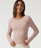 Round Neck Long Sleeve Work Jumper — Pebble Mist — view 1