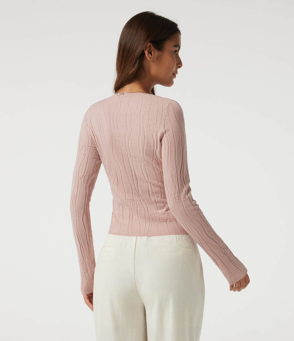 Round Neck Long Sleeve Work Jumper — Pebble Mist — view 2