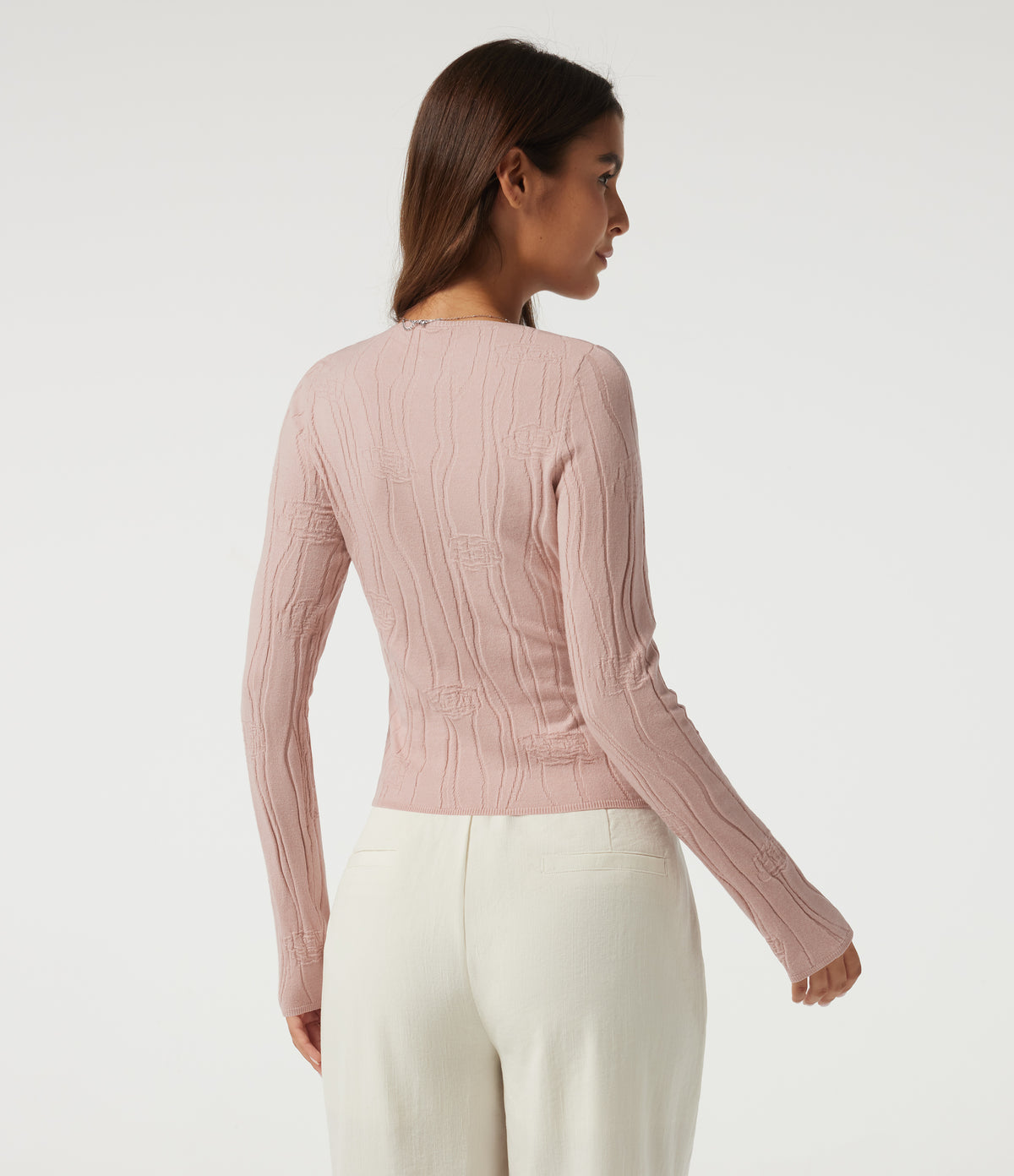 Round Neck Long Sleeve Work Jumper — Pebble Mist — view 2