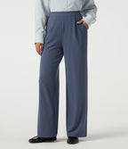 High Waisted Straight Leg Work Trousers with Pockets — Grisaille — view 1
