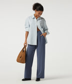 High Waisted Straight Leg Work Trousers with Pockets — Grisaille — view 6