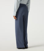 High Waisted Straight Leg Work Trousers with Pockets — Grisaille — view 2