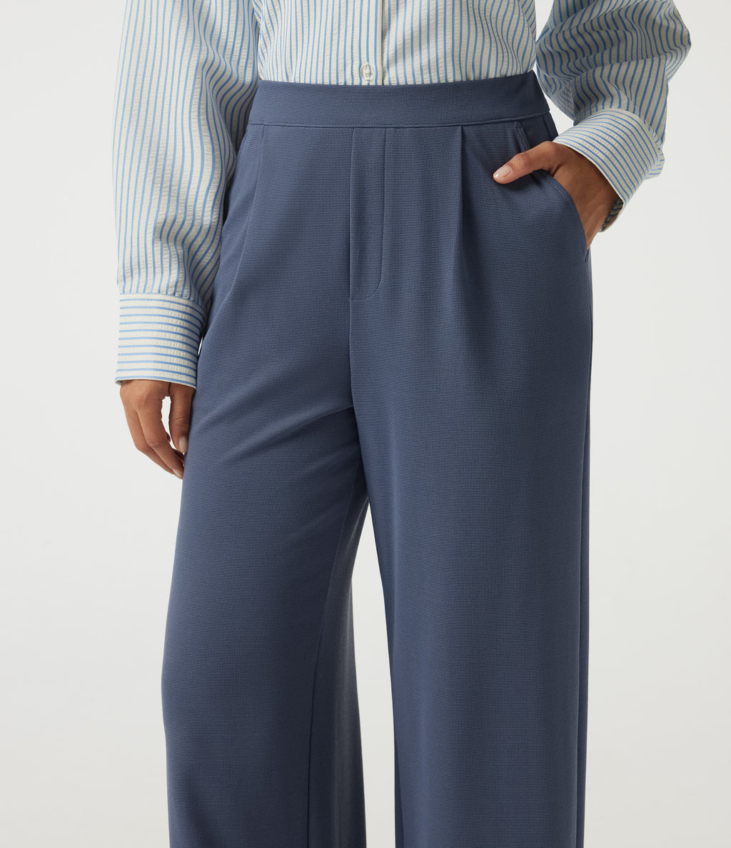 High Waisted Straight Leg Work Trousers with Pockets — Grisaille — view 4