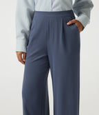 High Waisted Straight Leg Work Trousers with Pockets — Grisaille — view 4