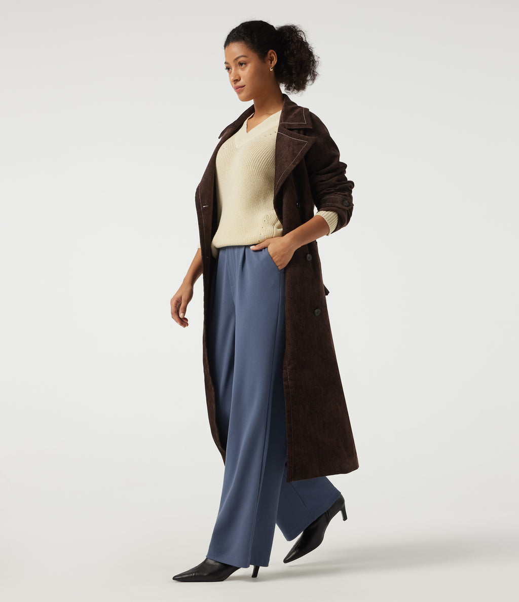 High Waisted Straight Leg Work Trousers with Pockets — Grisaille — view 5
