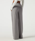 High Waisted Baggy Embroidery Casual Sweatpants with Pockets — Mottled Earth Gray — view 2