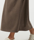 High Waisted Drawstring A-Line Casual Midi Skirt with Pockets — Walnut Shell — view 5