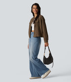 Denim Heat Mid Rise Wide Leg Casual Jeans with Pockets — Blue Jasper Denim — view 8