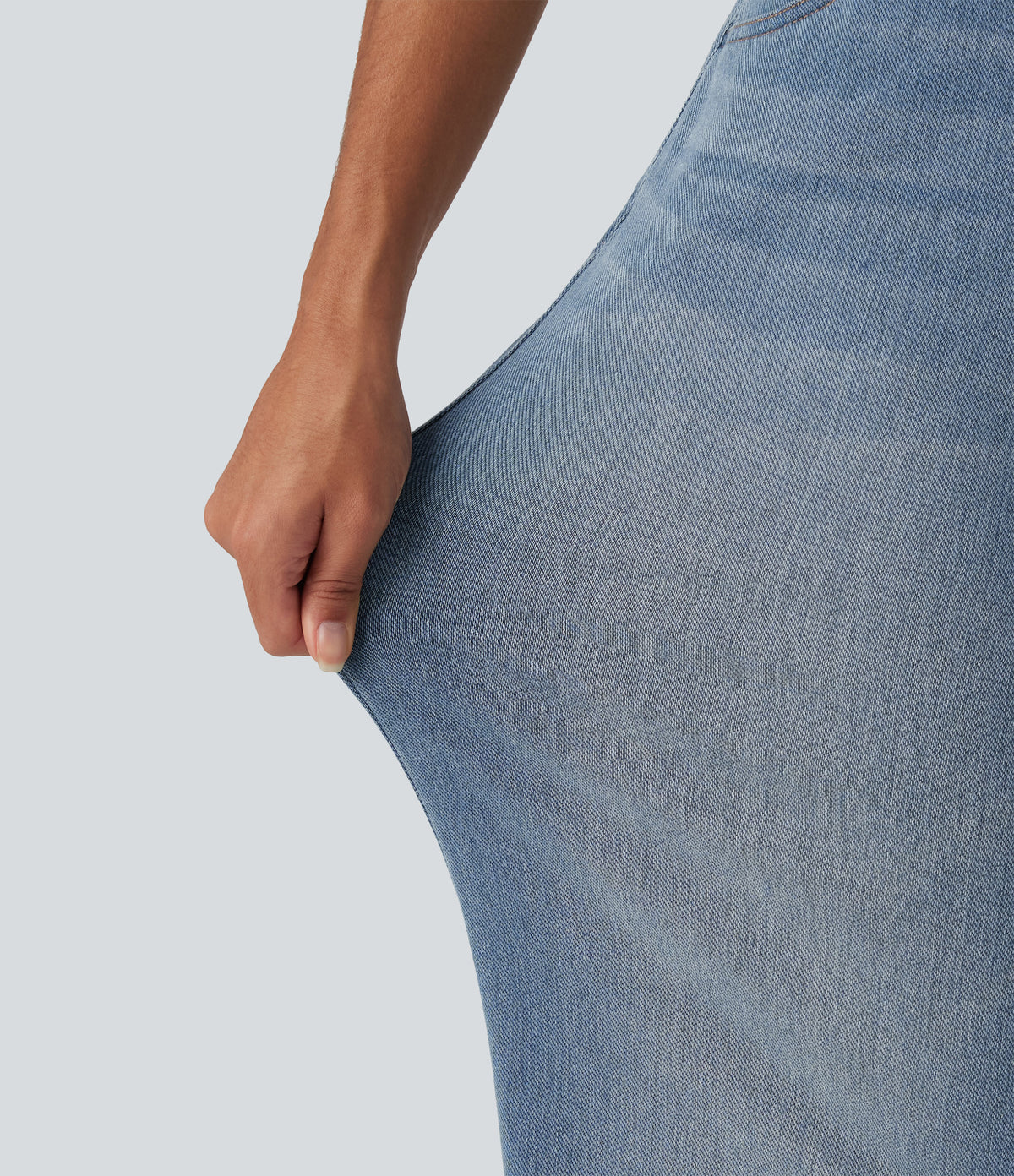 Denim Heat Mid Rise Wide Leg Casual Jeans with Pockets — Blue Jasper Denim — view 7