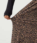 Leopard Print High Waisted Drawstring A Line Midi Casual Skirt — Blush Safari — view 6