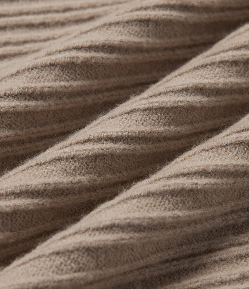 V Neck Long Sleeve Work Sweater — Stucco — view 7