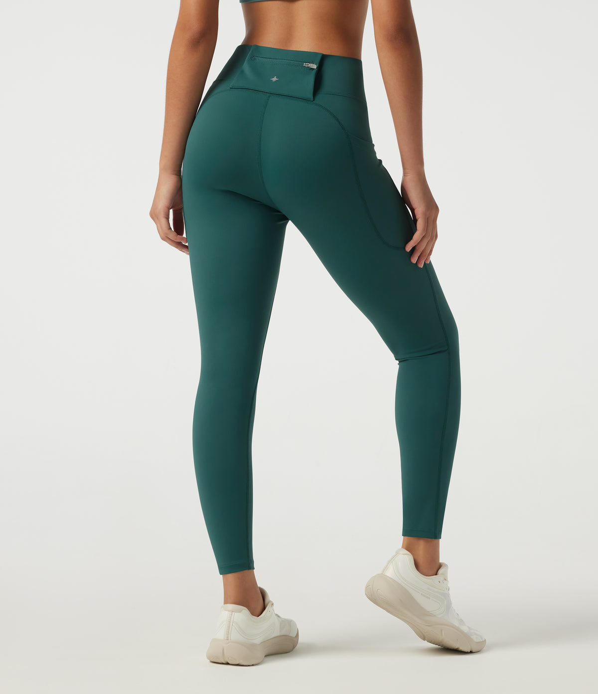 Speedwave Air High Waisted Skinny Running Leggings with Pockets — Viridian — view 2