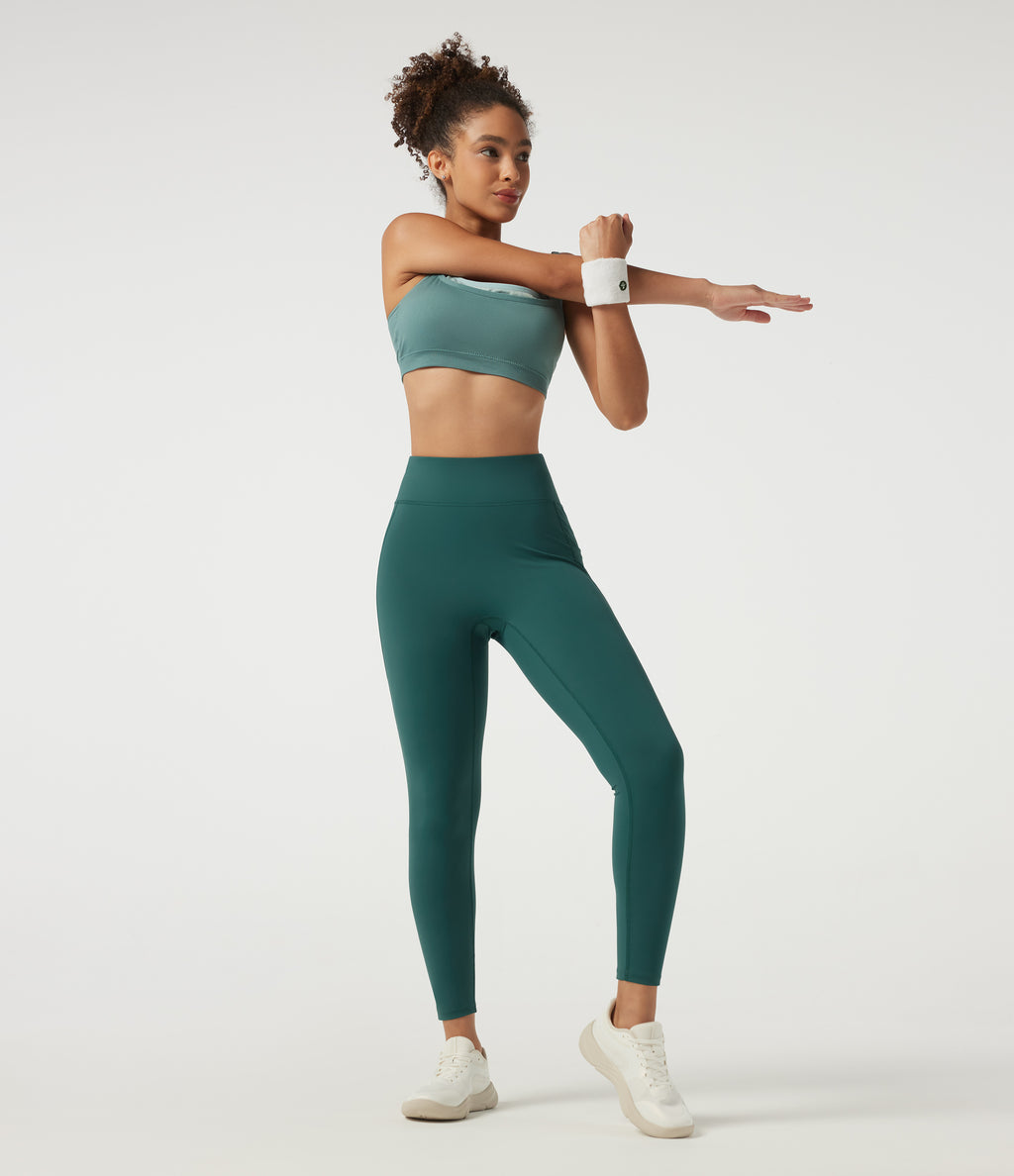 Speedwave Air High Waisted Skinny Running Leggings with Pockets — Viridian — view 8