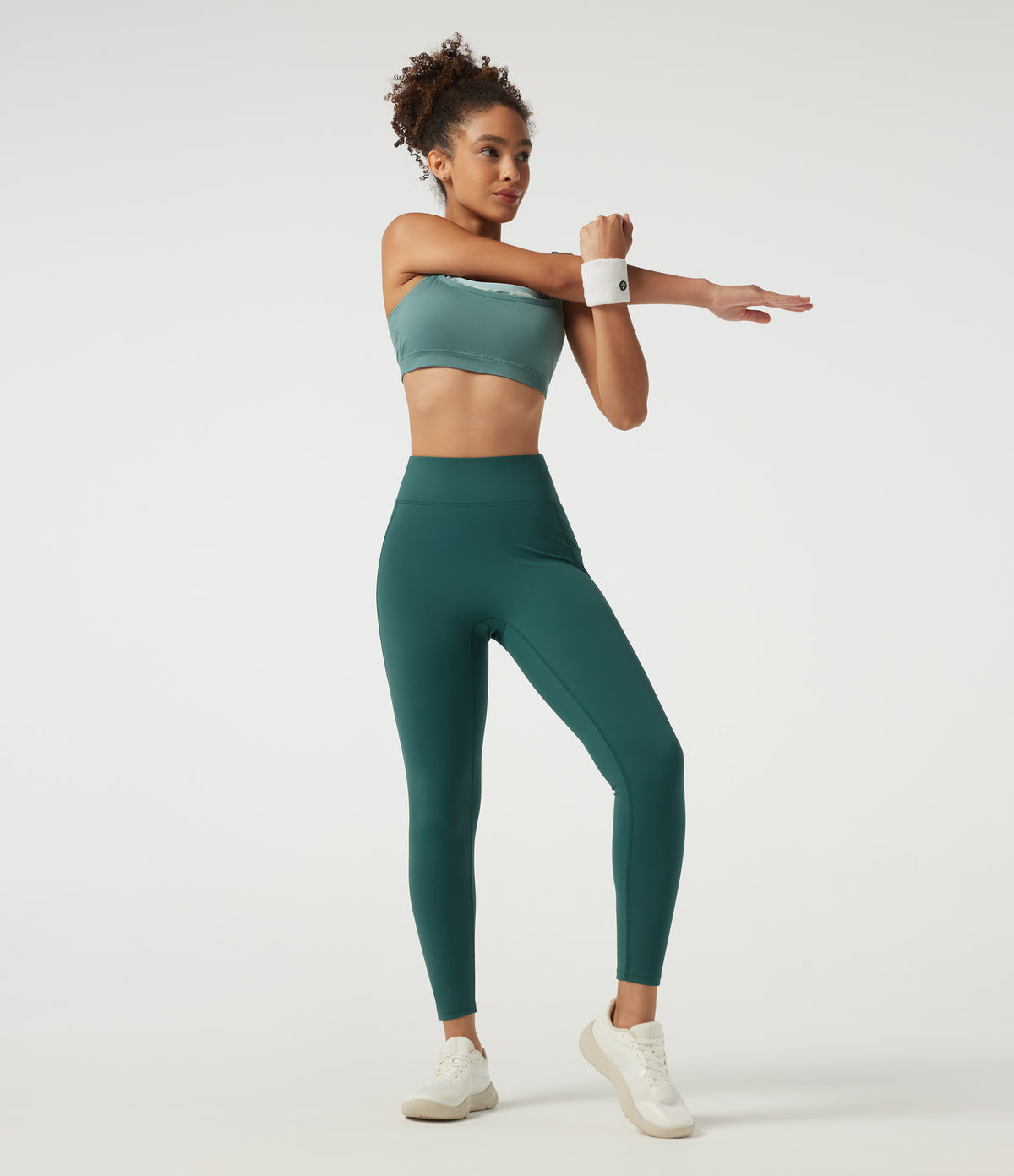 Speedwave Air High Waisted Skinny Running Leggings with Pockets — Viridian — view 8