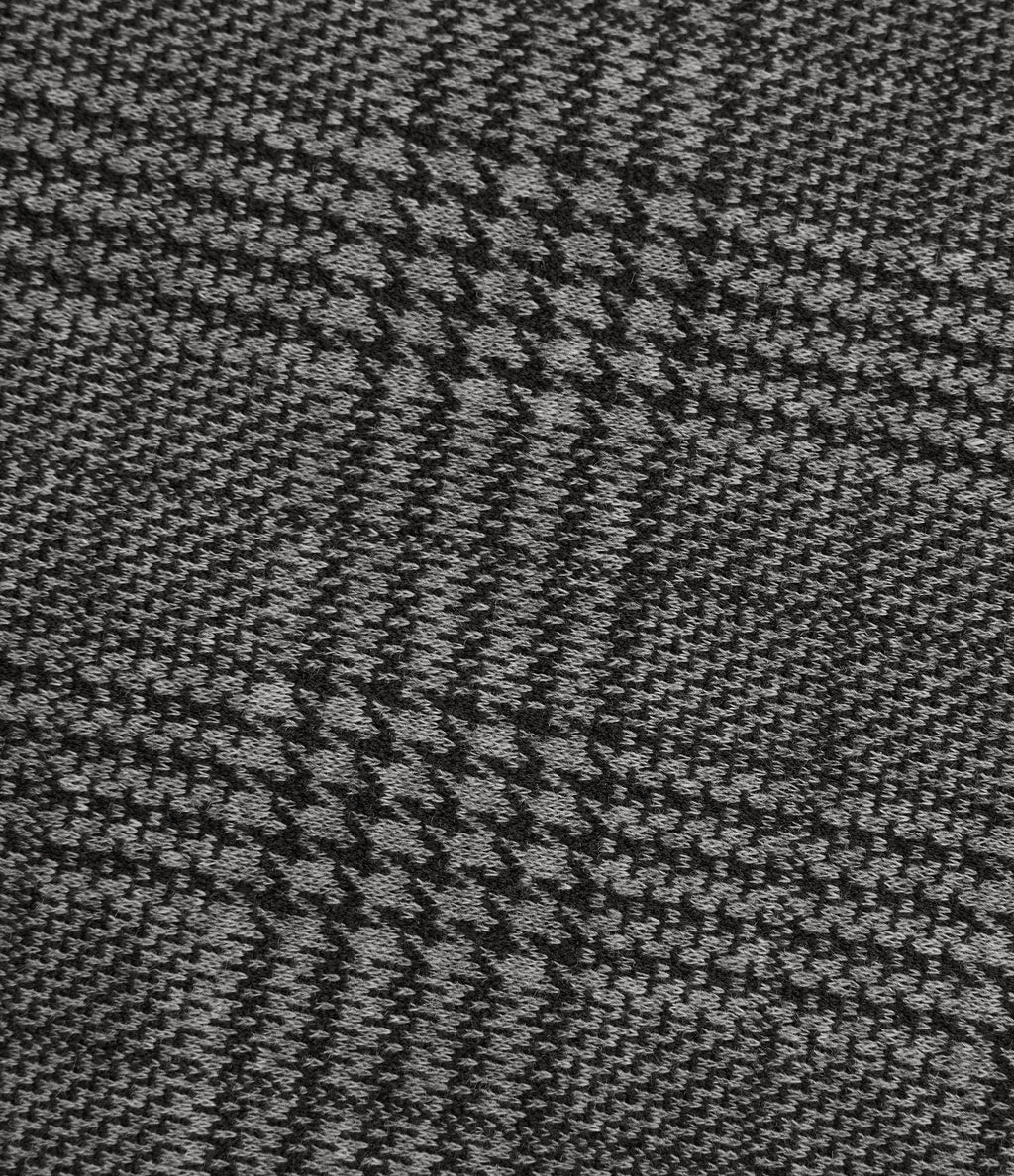 High Waisted Houndstooth Plaid Wide Leg Work Trousers with Pockets — Dark Gray Plaid — view 7