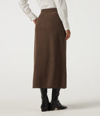 High Waisted Drawstring A-Line Corduroy Casual Midi Skirt with Pockets — Carafe — view 2