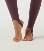 High Waisted Tummy Control Stirrup Yoga Leggings with Pocket — Evening Red — view 7