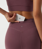 High Waisted Tummy Control Stirrup Yoga Leggings with Pocket — Evening Red — view 4