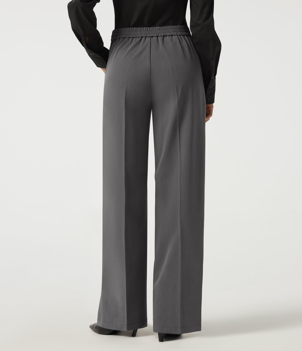 Mid Rise Straight Leg Work Trousers with Pockets — Heavy Static Grey — view 2
