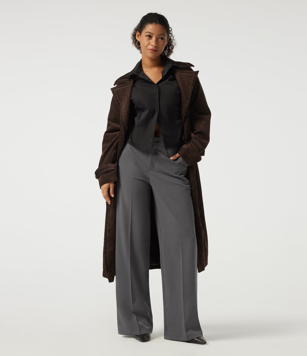 Mid Rise Straight Leg Work Trousers with Pockets — Heavy Static Grey — view 6