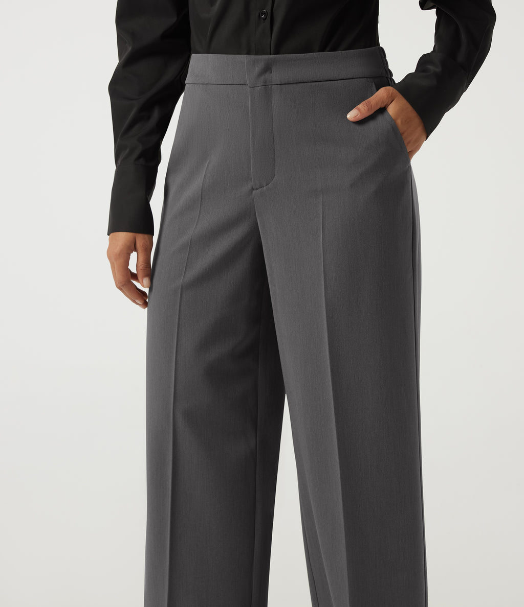 Mid Rise Straight Leg Work Trousers with Pockets — Heavy Static Grey — view 5