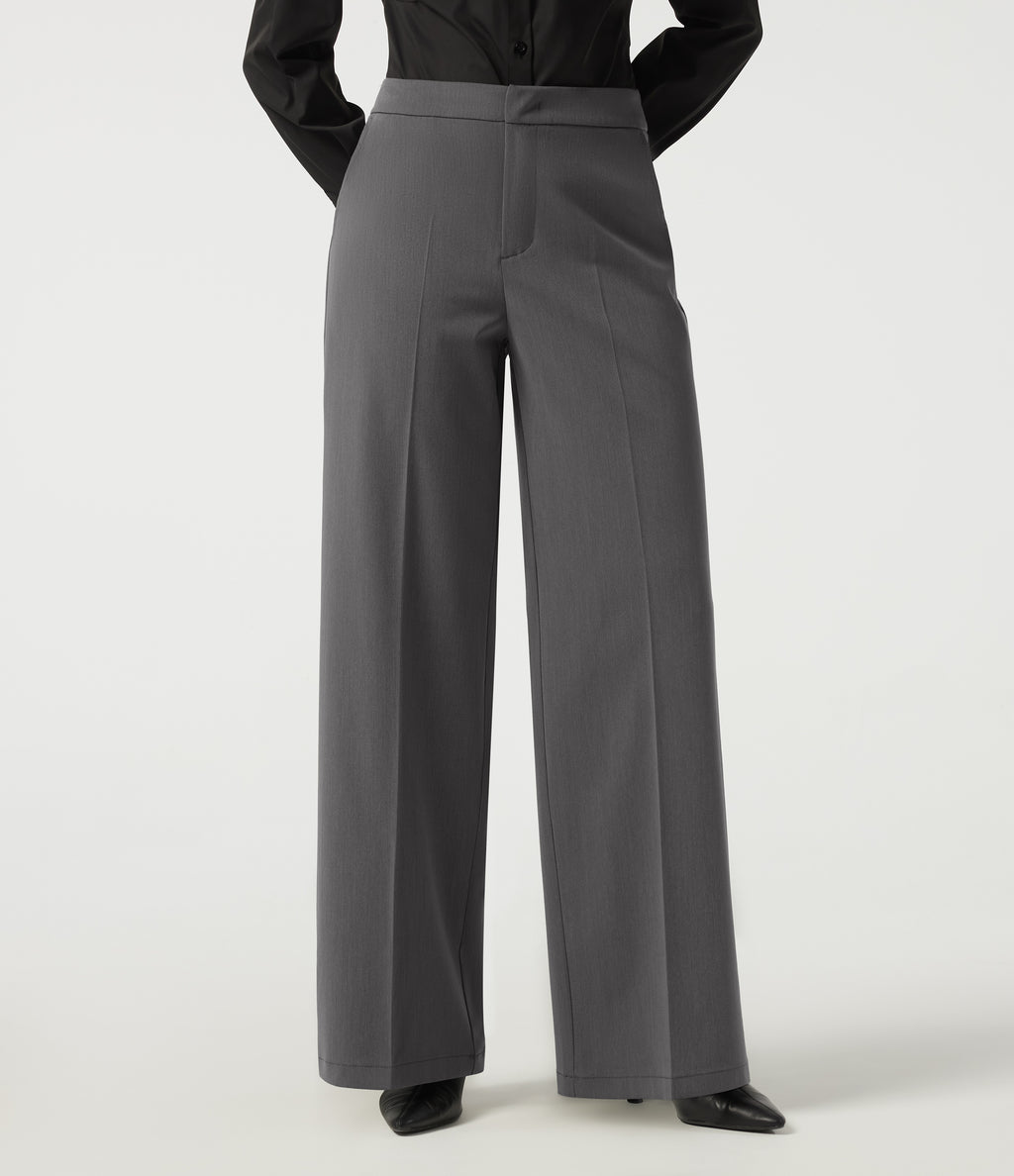 Mid Rise Straight Leg Work Trousers with Pockets — Heavy Static Grey — view 1