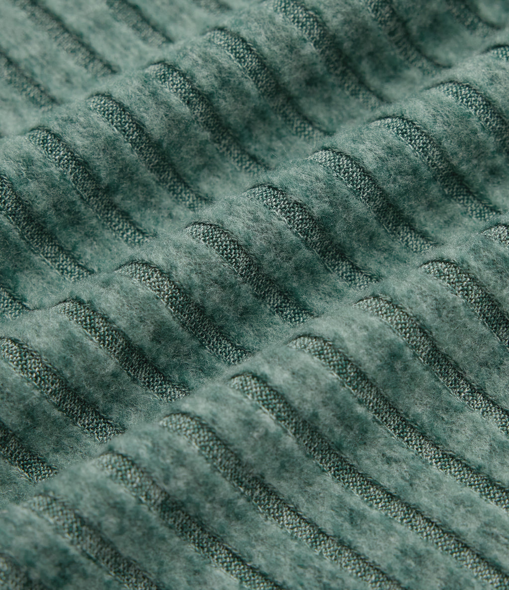 Ribbed Knit Mid Rise Drawstring Wide Leg Lounge Trousers with Pockets — Mottled Greenlake — view 8