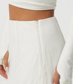 High Waisted A Line Contrast Mesh Midi Casual Skirt — White — view 7