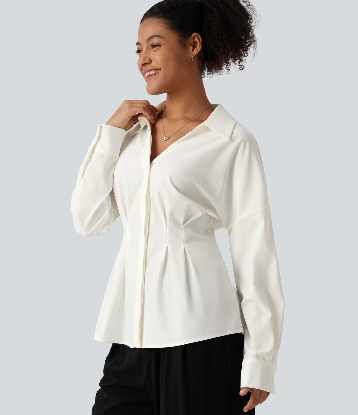 Long Sleeve Work Shirt — White — view 1