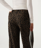 High Waisted Leopard Print Wide Leg Drawstring Side Stripe Casual Trousers with Pockets — Wildmark — view 5