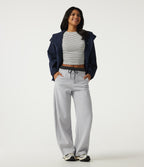 Mid Rise Drawstring Barrel Leg Fleece Casual Cotton Sweatpants with Pockets — Vapor Blue — view 7