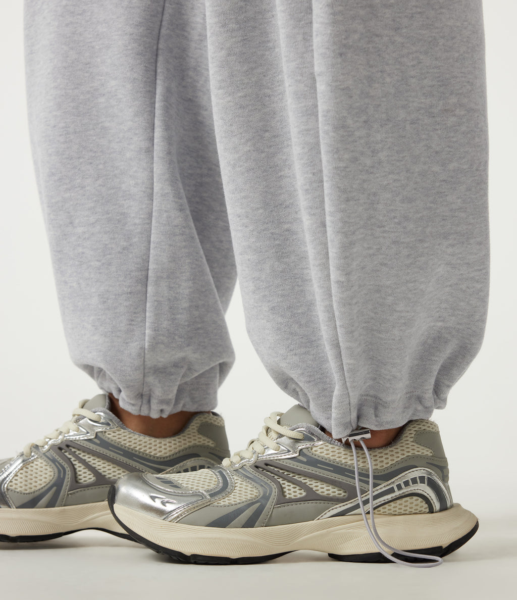 Mid Rise Drawstring Barrel Leg Fleece Casual Cotton Sweatpants with Pockets — Vapor Blue — view 6