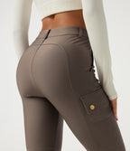 High Waisted Skinny Hiking Trousers with Pockets — Hay Brown — view 5