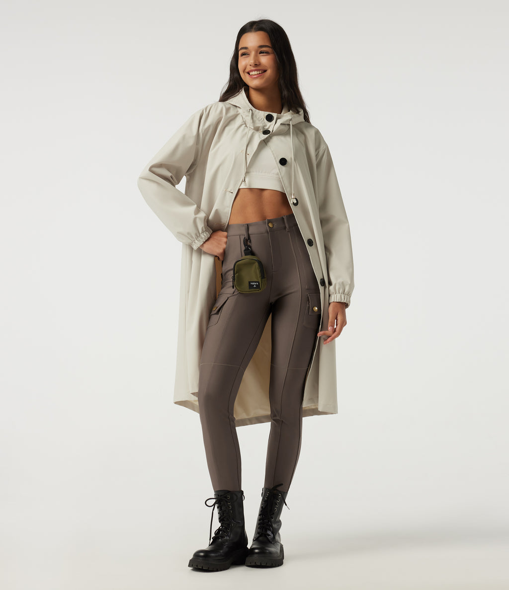High Waisted Skinny Hiking Trousers with Pockets — Hay Brown — view 8