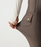 High Waisted Skinny Hiking Trousers with Pockets — Hay Brown — view 7
