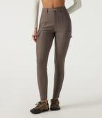 High Waisted Skinny Hiking Trousers with Pockets — Hay Brown — view 3