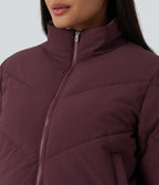 PuffFlex 3-in-1 High Neck Long Sleeve Padded Jacket with Thumbholes and Pockets — Berry Red — view 5