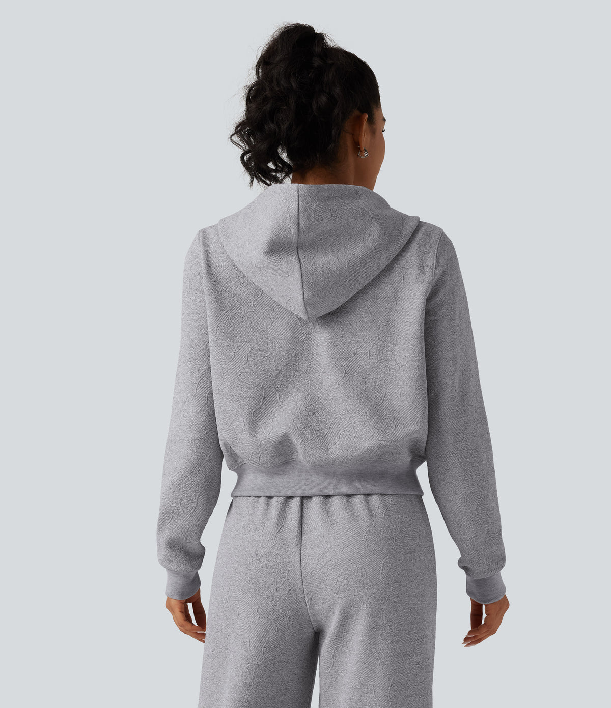 Hooded Long Sleeve Casual Jacket with Pockets — Grey — view 2