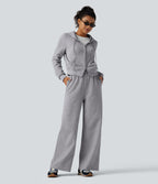 Hooded Long Sleeve Casual Jacket with Pockets — Grey — view 7