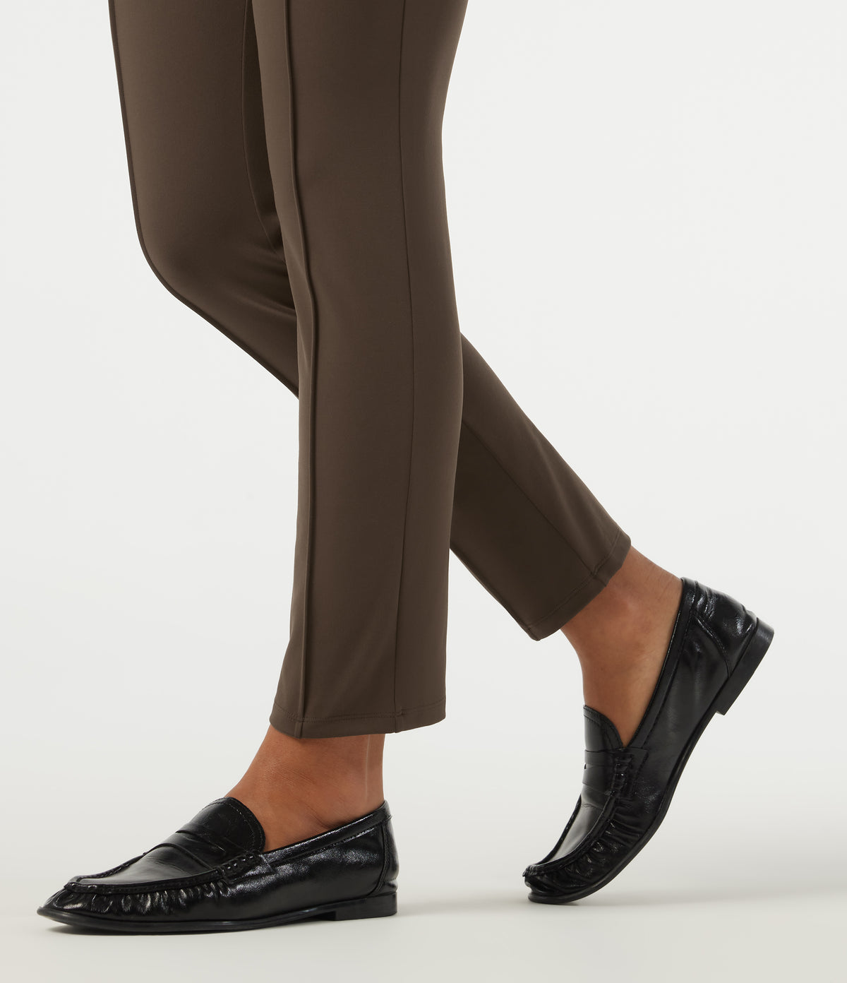 High Waisted Slim Pintuck Work Trousers — Chocolate Martini — view 6