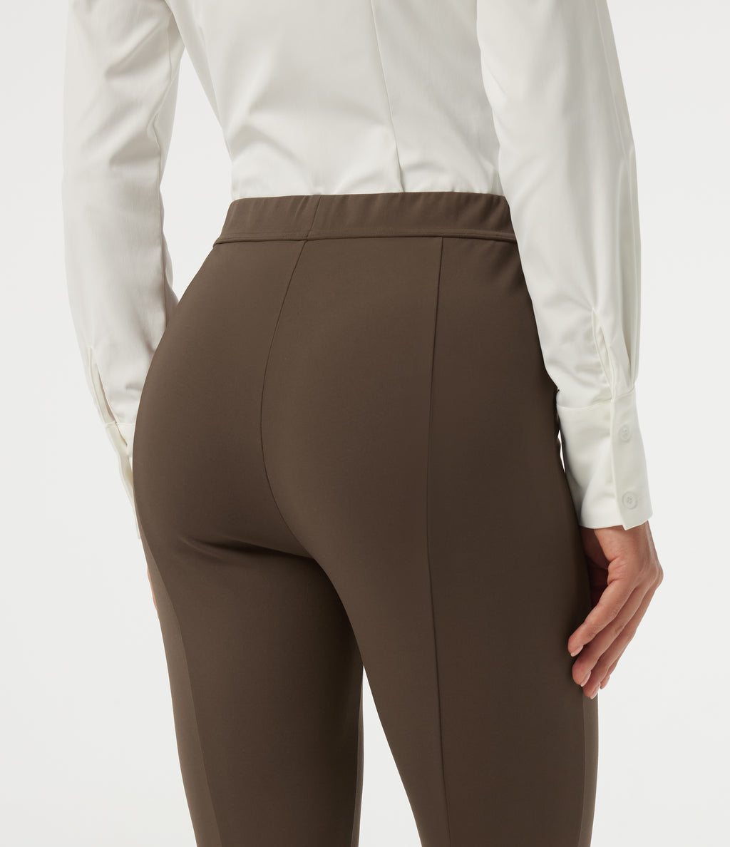 High Waisted Slim Pintuck Work Trousers — Chocolate Martini — view 5