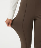 High Waisted Slim Pintuck Work Trousers — Chocolate Martini — view 7