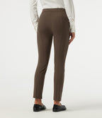 High Waisted Slim Pintuck Work Trousers — Chocolate Martini — view 3