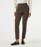 High Waisted Slim Pintuck Work Trousers — Chocolate Martini — view 2