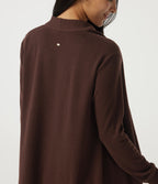 Long Sleeve Asymmetric Wrapped Casual Top — Bitter Chocolate — view 6