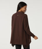 Long Sleeve Asymmetric Wrapped Casual Top — Bitter Chocolate — view 2